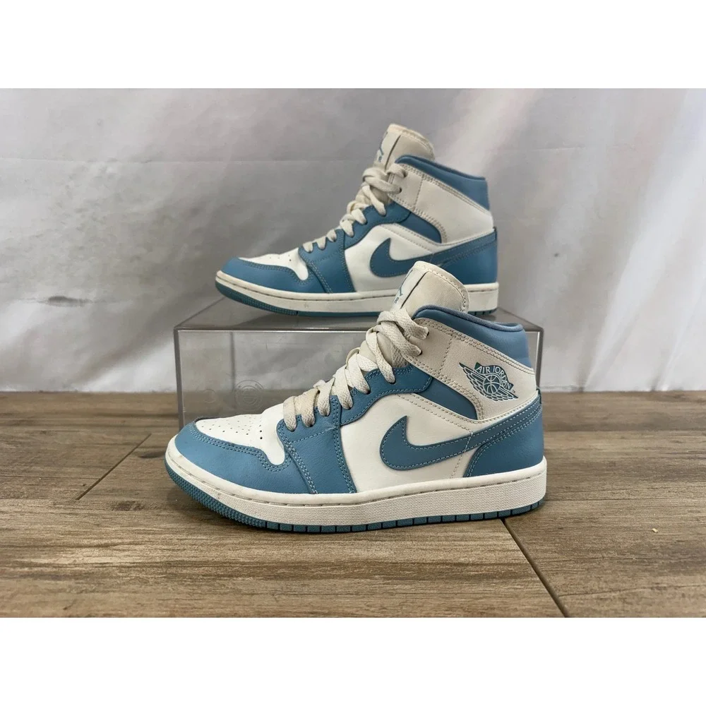 Nike Air Jordan‎ 1 Mid Marina Blue White Basketball Shoes BQ6472-141 Size 7.5